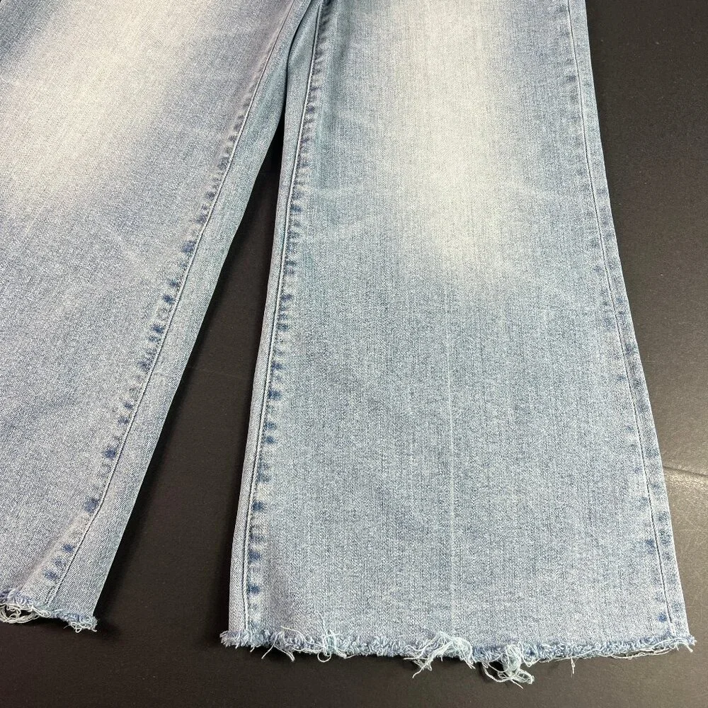 Pistola Jeans Womens Petite 26x24* Izzy Wide Leg Crop Blue Raw Hem Denim Tag 26P - Picture 5 of 16